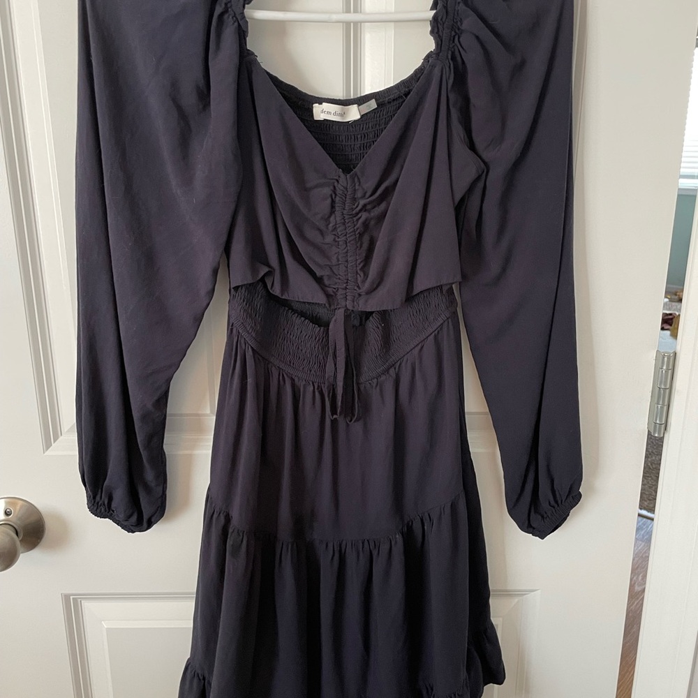 Navy Tiered Women's Dress with Cutout